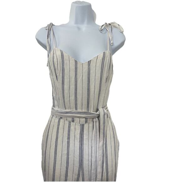 Abercrombie & Fitch Womens Stripe Linen Blend Belted Romper Size S White NWT - Picture 2 of 8
